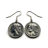 1949 Italy 1 Lira coin earrings Italian lady Ceres orange sprig Rome Florence Milan Venice Napoli Verona Torino Assisi Capri Siena Ferrara Ancona Palermo Cagliari Perugia Bergamo Parma Ragusa Salerno Pisa Matera Sorrento Trento Bari Amalfi Veneto e000599