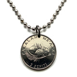 2005 Tonga 5 Seniti coin pendant hen & chickens coconut Friendly Islands Nukuʻalofa Tongatapu Neiafu Kolofoʻou Polynesia South Pacific Niuatoputapu Haʻapai Vavaʻu Tuʻi lupulu tauʻolunga Kailao Lapita Kolomotuʻa Austronesia Oceania fakanofo milolu n003777