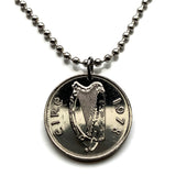 1978 Irland Éire 5 Pence Münze Anhänger Halskette Schmuck Stier Irisch-gälische Harfe Cláirseach Dublin Cork Limerick Galway Waterford Guinness Saint Patricks Day Hibernia Connacht Leinster Derry Drogheda n000508