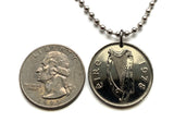 1982 Ireland Éire 5 Pence coin pendant necklace jewelry bull Irish Gaelic harp Cláirseach Dublin Cork Limerick Galway Waterford Guinness Saint Patricks Day Hibernia Connacht Leinster Derry Drogheda n000508