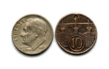 Czechoslovakia Czechia 10 Haleru coin pendant Charles Bridge Czech lion Prague Slovakia Bratislava Bohemia Moravia Malá Strana Malostranské Náměstí Orloj Staromák Wenceslas Square Nové Město Na příkopě Náměstí Republiky Pražský Hrad St. Vitus n000533