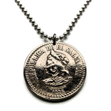 1985 El Salvador 1 Colon Münze Anhänger Halskette Schmuck Cristobal Colon Christopher Columbus San Salvador Soyapango Santa Ana San Miguel Mejicanos Ahuachapán Ilopango Tonacatepeque Opico Zacatecoluca La Libertad Tecla n003784