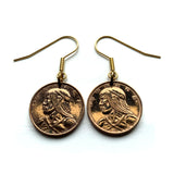 1962 Panama 1 Centavo coin earrings Urraca warrior San Miguelito Las Cumbres La Chorrera Tocumen Pacora Arraiján David Vista Alegre Santiago de Veraguas Colón Santiago Chilibre Núñez de Balboa e000602