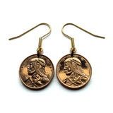 1962 Panama 1 Centavo coin earrings Urraca warrior San Miguelito Las Cumbres La Chorrera Tocumen Pacora Arraiján David Vista Alegre Santiago de Veraguas Colón Santiago Chilibre Núñez de Balboa e000602