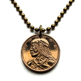 1962 Panama 1 Centavo Panamanian coin pendant necklace jewelry Urraca warrior Casco Viejo San Miguelito Las Cumbres La Chorrera Tocumen Pacora Arraiján David Vista Alegre Vasco Núñez de Balboa n000185