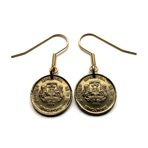 Singapore Singapura 5 Cents coin earrings lion tiger Bedok Lion City Fruit Salad Plant Yishun Choa Chu Kang Punggol Ang Mo Kio Bukit Batok Confederate Malay Queenstown Bukit Merah Woodlands Jurong Tampines Sengkang Hougang Pasir Ris Bukit Panjang e000611