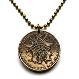 1980 France 10 Francs coin key chain keyring pendant necklace jewelry French map Paris Marseille Lyon Toulouse Angers Versailles Bordeaux Nice Strasbourg Lille Montpellier Avignon Saint-Étienne Le Havre Metz Carcassonne n000133