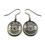 Luxembourg Letzeburg 25 Cents coin earrings jewelry Luxembourgish lion Esch-sur-Alzette Differdange Dudelange Wormeldange Grund Diekirch Schengen Pétange Rumelange Redange Bourscheid  Grund quarter Grevenmacher Vianden Castle Echternach Mullerthal e000606