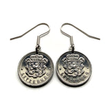 Luxembourg Letzeburg 25 Cents coin earrings jewelry Luxembourgish lion Esch-sur-Alzette Differdange Dudelange Wormeldange Grund Diekirch Schengen Pétange Rumelange Redange Bourscheid  Grund quarter Grevenmacher Vianden Castle Echternach Mullerthal e000606