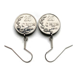 Luxembourg Letzeburg 25 Cents coin earrings jewelry Luxembourgish lion Esch-sur-Alzette Differdange Dudelange Wormeldange Grund Diekirch Schengen Pétange Rumelange Redange Bourscheid  Grund quarter Grevenmacher Vianden Castle Echternach Mullerthal e000606