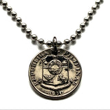1972 Philippines 10 Sentimos coin pendant necklace Eskudo Pilipinas Manila Pinoy Quezon Davao Caloocan Cebu Zamboanga Taguig Bohol Iloilo Negros Oriental Siquijor Luzon Mindanao Visayan Island n001133
