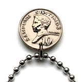 1972 Philippines 10 Sentimos coin pendant necklace Eskudo Pilipinas Manila Pinoy Quezon Davao Caloocan Cebu Zamboanga Taguig Bohol Iloilo Negros Oriental Siquijor Luzon Mindanao Visayan Island n001133