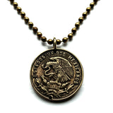 1969 Mexico 5 Centavos coin pendant necklace jewelry Mexican eagle Ecatepec Guadalajara Puebla Juárez Tijuana León Monterrey Acapulco Yucatán Cancún Cuernavaca Oaxaca Jalisco Zapopan Toluca Azteca Chihuahua n000463