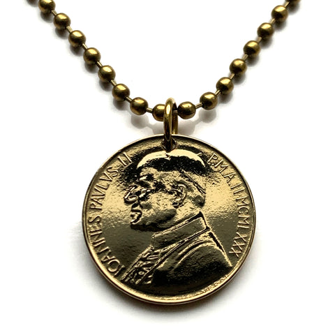 1980 Vatican City Rome Italy 20 Lire coin pendant Pope Saint John Paul II pontificate bishop Saint Peter's Basilica Holy See Roman Catholic church Jesus Christ papacy Apostolic Palace episcopal diocese Capitoline Hill Sistine Chapel Lateran Palace n003819