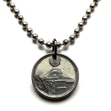 1942 Japan Nippon にっぽん Nihon にほん 1 Sen coin pendant necklace jewelry Mount Fuji World War 2 era Tokyo Yokohama Kobe Osaka Kawasaki Shizuoka Chrysanthemum Saitama Sendai Chiba Niigata Okinawa Sapporo Nagoya Fukuoka n002180