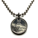 1942 Japan Nippon にっぽん Nihon にほん 1 Sen coin pendant necklace jewelry Mount Fuji World War 2 era Tokyo Yokohama Kobe Osaka Kawasaki Shizuoka Chrysanthemum Saitama Sendai Chiba Niigata Okinawa Sapporo Nagoya Fukuoka n002180