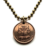1996 Jamaica 1 Cent coin pendant crocodile alligator pineapples Kingston Portmore Spanish Town Montego Bay May Pen Mandeville Old Harbour Savanna-la-Mar Ocho Ríos Jamdung Patois dub ska Caribbean Marcus Garvey Rastafari Bob Marley Reggae n003867