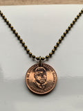 2003 Jamaica 25 Cent coin pendant Jamaican Patois crocodile alligator pineapples Montego Bay Kingston West Indies caribbean necklace n002038