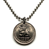 1987 Czechoslovakia 50 Haleru coin pendant socialist Czech lion Slovakia Prague Moravia Bohemia Charles Bridge Bratislava Brno Cesky Krumlov Kutná Hora Ostrava Pilsen Plzen Kosice Liberec Olomouc Czech Silesia Karlovy Vary Ceske Budejovice Bojnice n001142