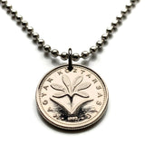 Hungary Magyars 2 Forint coin pendant necklace jewelry Hungarian crocus flower Iris Budapest Debrecen Szekelys Szeged Miskolc Gellert Hill Szombathely Sopron blossom flowering Pecs Nyiregyhaza Kecskemet n000622