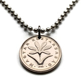 Hungary Magyars 2 Forint coin pendant necklace jewelry Hungarian crocus flower Iris Budapest Debrecen Szekelys Szeged Miskolc Gellert Hill Szombathely Sopron blossom flowering Pecs Nyiregyhaza Kecskemet n000622