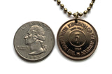 1949 Jordan 5 Fils coin pendant necklace jewelry Royal Hashemite Crown Amman Petra Zarqa Irbid Russeifa Al Quwaysimah Transjordan Al-Khazneh Wadi Rum Jerash Qusayr 'Amra Madaba Hashim Tilā' al-'Alī n001654