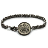 1912! Serbia Srbija 10 Para coin stainless steel wheat braided chain bracelet Serbian double headed eagle Belgrade Srbija Kosovo Yugoslavia Novi Sad Vojvodina Kragujevac Subotica Niš city Zrenjanin Nišava Nemanjić dynasty Serbs b000125