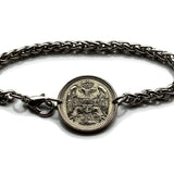 1912! Serbia Srbija 10 Para moneda pulsera de cadena trenzada de trigo de acero inoxidable Águila bicéfala serbia Belgrado Srbija Kosovo Yugoslavia Novi Sad Vojvodina Kragujevac Subotica Niš ciudad Zrenjanin Nišava Nemanjić dinastía Serbios b000125