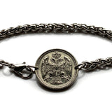 1912! Serbia Srbija 10 Para coin stainless steel wheat braided chain bracelet Serbian double headed eagle Belgrade Srbija Kosovo Yugoslavia Novi Sad Vojvodina Kragujevac Subotica Niš city Zrenjanin Nišava Nemanjić dynasty Serbs b000125