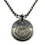 1985 Rwanda 1 Franc coin pendant Rwandese coat of arms Kinyarwanda Kigali Gisenyi Banyarwanda Abahutu Hutu Bantu Batwa Tutsi Twa people Butare Gitarama Ruhengeri Byumba Cyangugu Kibuye n003820