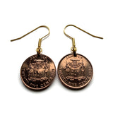 Jamaica 25 Cents coin earrings crocodile alligator pineapples Kingston Portmore Montego Bay Port Royal Spanish Town Ocho Ríos Patwah May Pen West Indies Jamaican Patois caribbean Marcus Garvey e000655