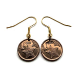 2015 Bahamas 1 Cent coin earrings fashion jewelry Bahamian starfish sea star Nassau Andros Exuma Junkanoo Rose Island Lighthouse Beach Rum Cay sand sea Paradise Island caribbean Junkanoo music Cabbage Beach vacation holiday e000062