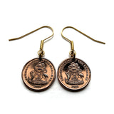 2009 Bahamas 1 Cent coin earrings fashion jewelry Bahamian starfish sea star Nassau Andros Exuma Junkanoo Rose Island Lighthouse Beach Rum Cay sand sea Paradise Island caribbean Junkanoo music Cabbage Beach vacation holiday e000062