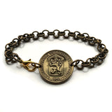 1970 Czechoslovakia 1 Koruna coin bracelet socialist Czech lion gardening Slovakia Prague Charles Bridge Bratislava Brno Moravia Bohemia Ostrava Plzen Liberec Olomouc Ceske Budejovice Hradec Kralove Cesky Krumlov Kutna Hora Czech Silesia Pardubice b000144