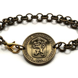 1970 Czechoslovakia 1 Koruna coin bracelet socialist Czech lion gardening Slovakia Prague Charles Bridge Bratislava Brno Moravia Bohemia Ostrava Plzen Liberec Olomouc Ceske Budejovice Hradec Kralove Cesky Krumlov Kutna Hora Czech Silesia Pardubice b000144