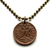 1906 Austria Österreich 2 Heller coin pendant necklace jewelry double headed eagle Austro-Hungarian Habsburg shield Vienna Salzburg Wien Graz Innsbruck Villach Sankt Pölten Wels Sölden Ischgl Gmunden Vorarlberg Zell am See Hungary n000111