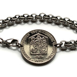 1973 Czechoslovakia 2 Koruny coin bracelet socialist Czech lion Slovakia Charles Bridge Prague Bratislava Brno Moravia Bohemia Ostrava Plzen Liberec Olomouc Ceske Budejovice Hradec Kralove Cesky Krumlov Kutna Hora Czech Silesia Pardubice Labem b000142