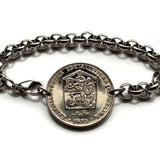 1973 Czechoslovakia 2 Koruny coin bracelet socialist Czech lion Slovakia Charles Bridge Prague Bratislava Brno Moravia Bohemia Ostrava Plzen Liberec Olomouc Ceske Budejovice Hradec Kralove Cesky Krumlov Kutna Hora Czech Silesia Pardubice Labem b000142