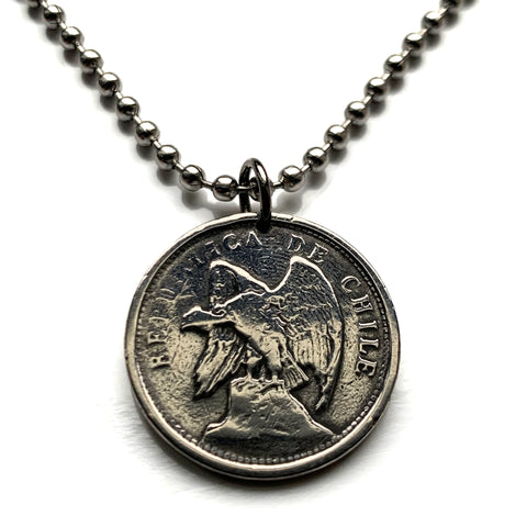 1925 Chile 20 Centavos coin pendant necklace jewelry Chilean Andean Condor Santiago Concepción Viña del Mar Mapuche Valparaíso Atacama Valdivia Antofagasta Rancagua Coquimbo Temuco Tarapacá Patagonia n001111