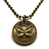 1990 Philippinen Pilipinas 25 Sentimo Münze Anhänger Halskette Schmuck Filipino Schwalbenschwanz Schmetterling Schmetterlinge Motten Manila Bohol Cebu Coron Mindanao Luzon Batangas Bulacan Iloilo Pinoy n000780