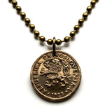 Czechoslovakia Czechia 10 Haleru coin pendant Charles Bridge Czech lion Prague Slovakia Bratislava Bohemia Moravia Malá Strana Malostranské Náměstí Orloj Staromák Wenceslas Square Nové Město Na příkopě Náměstí Republiky Pražský Hrad St. Vitus n000533