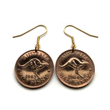 Australia 1/2 Penny coin earrings Aussie Australian kangaroo wallaby roos wallaroos joey Sydney Canberra Melbourne Perth Brisbane Adelaide Darwin Queensland Victoria Hobart New South Wales Tasmania Southern Cross Oceania land down under e000641