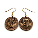 Australia 1/2 Penny coin earrings Aussie Australian kangaroo wallaby roos wallaroos joey Sydney Canberra Melbourne Perth Brisbane Adelaide Darwin Queensland Victoria Hobart New South Wales Tasmania Southern Cross Oceania land down under e000641