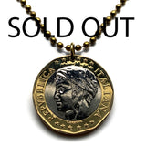1997 Italy Italia 1000 Lire coin pendant necklace Italian jewelry lady Turrita mural crown towers Rome Milan Venice Florence Palermo Verona Bologna Modena Ferrara Genoa Napoli Torino Cagliari Sorrento Matera Lecce Capri Perugia Bergamo Catania n000278