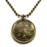 Ethiopia 10 Santeem coin pendant African lion of Judah Israelite tribe Rasta Solomonic dynasty Jewish Kebra Nagast Tigrinya Afar n000789