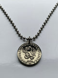 1928 Czechoslovakia 20 Haleru coin pendant Czech lion Slovak shield Prague Bratislava Bohemia Moravia Charles Bridge Karlstejn Brno Czech Silesia Kutna Hora Ostrava Plzen Karlovy Vary n000201