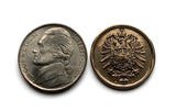 1875 Deutschland Deutschland 2 Pfennig Münze Anhänger Halskette Schmuck Deutscher Adler Berlin München Köln Frankfurt Hamburg Stuttgart Bayern Düsseldorf Leipzig Dortmund Bremen Dresden Hannover Rothenburg Nürnberg n003826