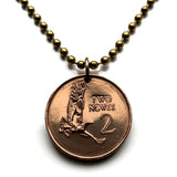 1983 Zambia 2 Ngwee coin pendant Martial Eagle Lusaka African bird Sub-Saharan Bantu East Africa Zambezi river hawk fashion jewelry n000572