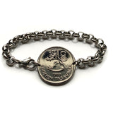 1980 Finland Suomi Markka coin stainless steel rolo link bracelet Finnish lion Helsinki Finns Finnic Espoo Tampere Vantaa Oulu Turku Jyväskylä Nordic Baltic Lahti Ostrobothnia Porvoo Rovaniemi Uusimaa Kuopio Savonlinna Mikkeli Lappeenranta Bothnia b000151