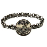 1984 Finland Suomi Markka coin stainless steel rolo link bracelet Finnish lion Helsinki Finns Finnic Espoo Tampere Vantaa Oulu Turku Jyväskylä Nordic Baltic Lahti Ostrobothnia Porvoo Rovaniemi Uusimaa Kuopio Savonlinna Mikkeli Lappeenranta Bothnia b000151